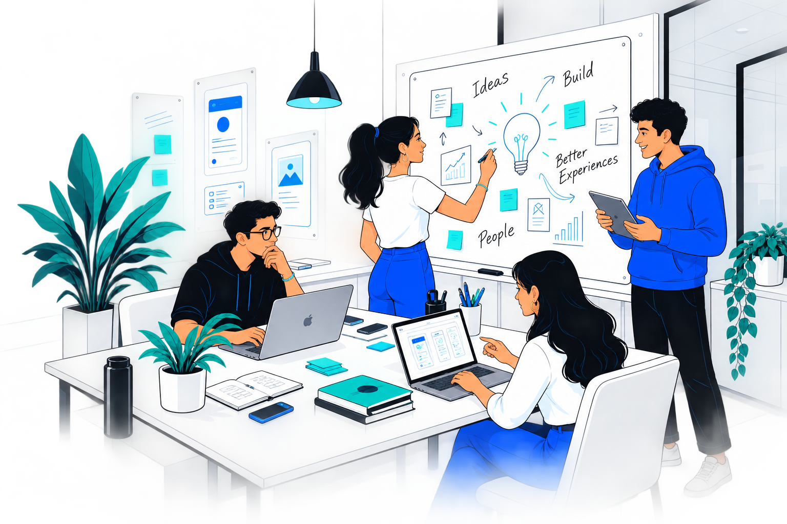 People collaborating in a design studio